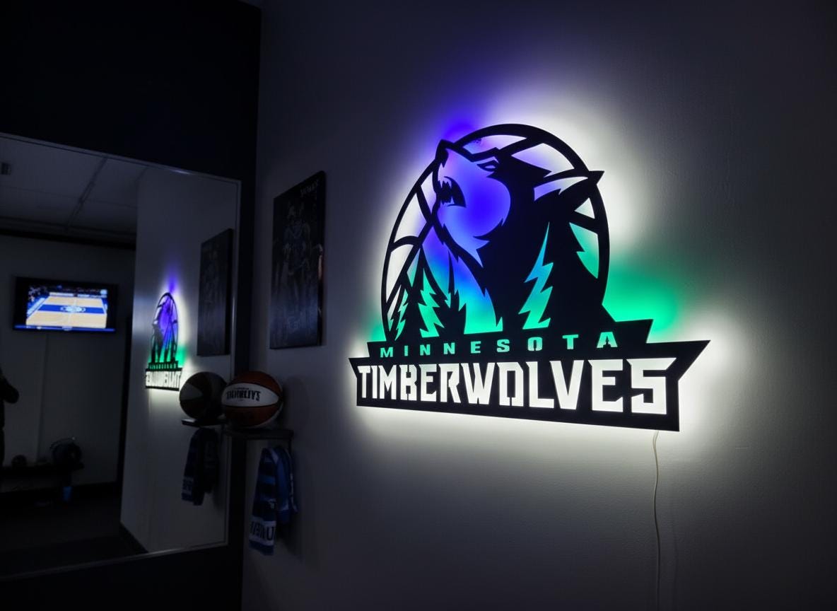 NBA Wall Art - Minnesota Timberwolves Logo Decor for Game Room