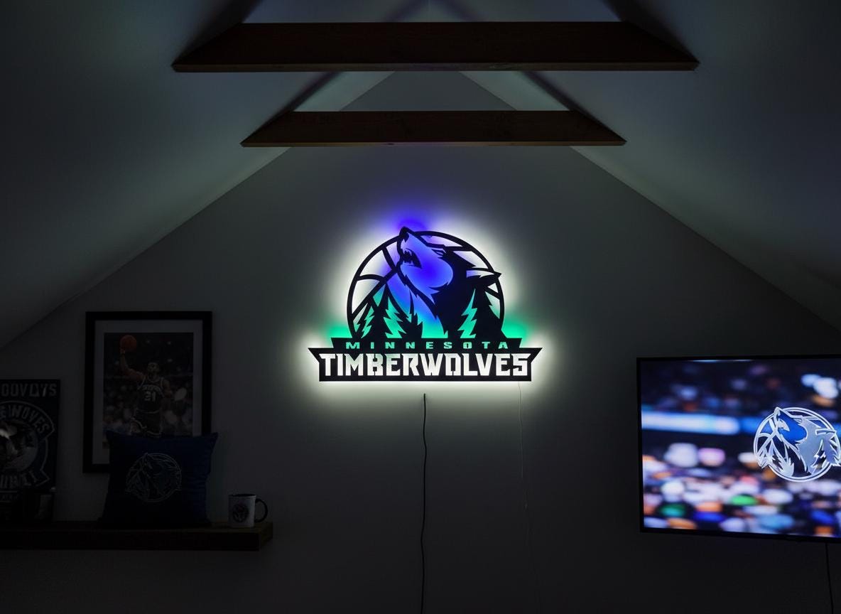 NBA Wall Art - Minnesota Timberwolves Logo Decor for Game Room
