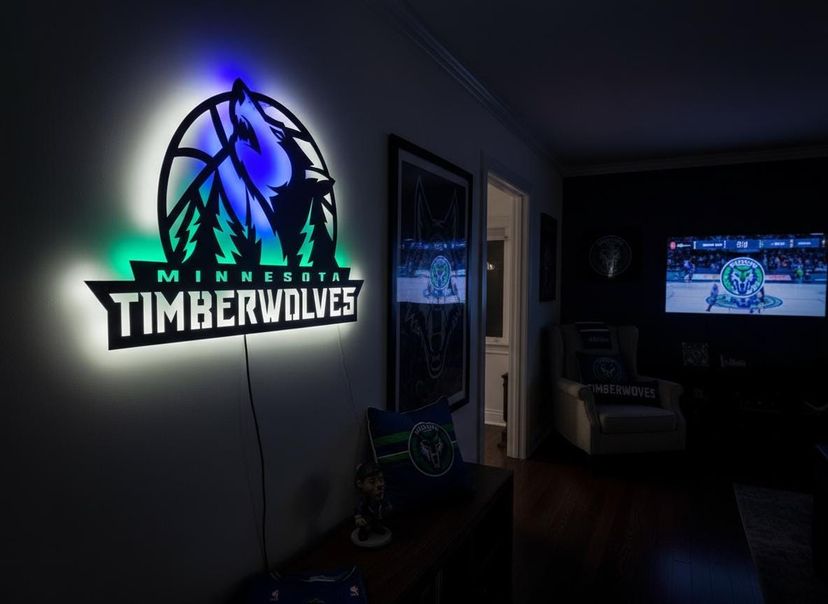 NBA Wall Art - Minnesota Timberwolves Logo Decor for Game Room