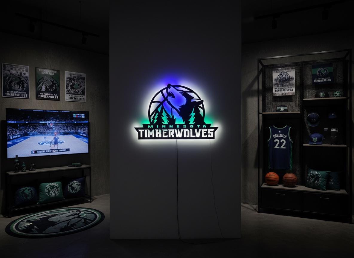NBA Wall Art - Minnesota Timberwolves Logo Decor for Game Room