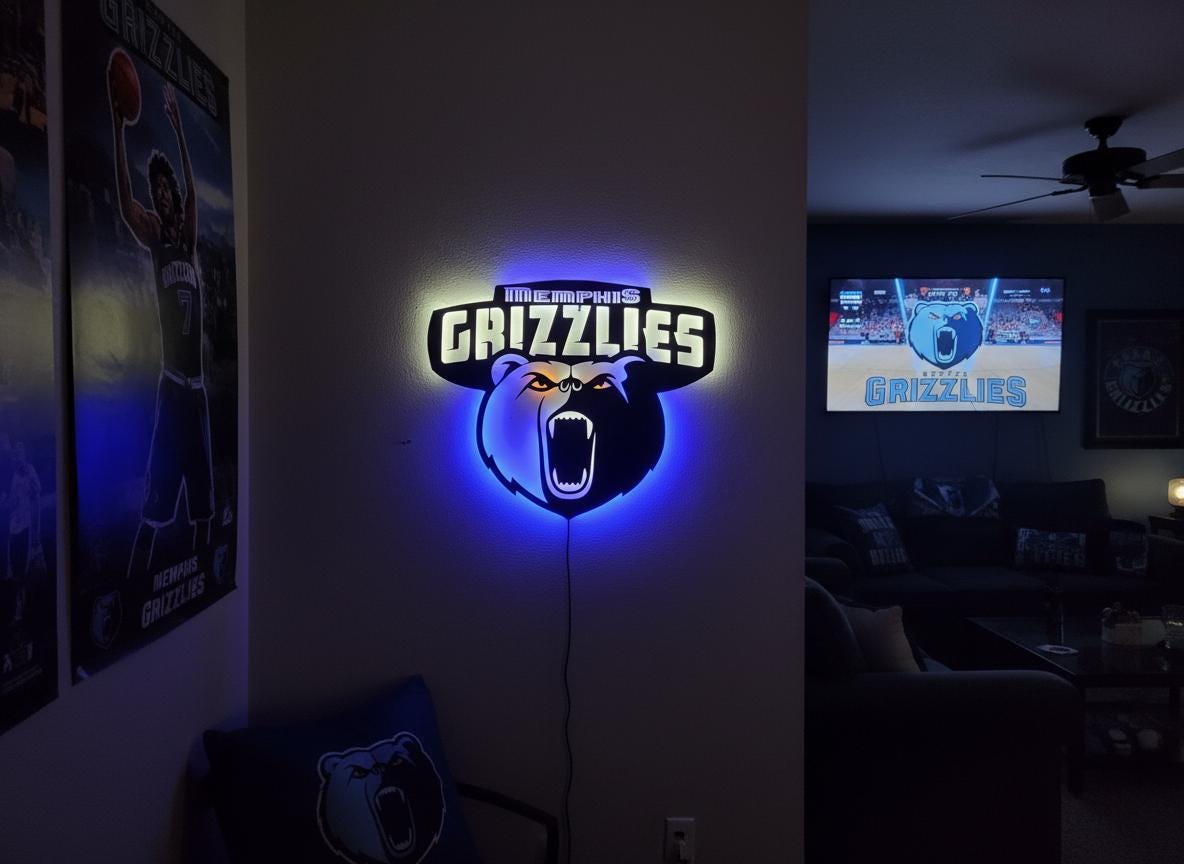 Memphis Grizzlies Wall Art - NBA Team Logo Decor for Game Room Gift