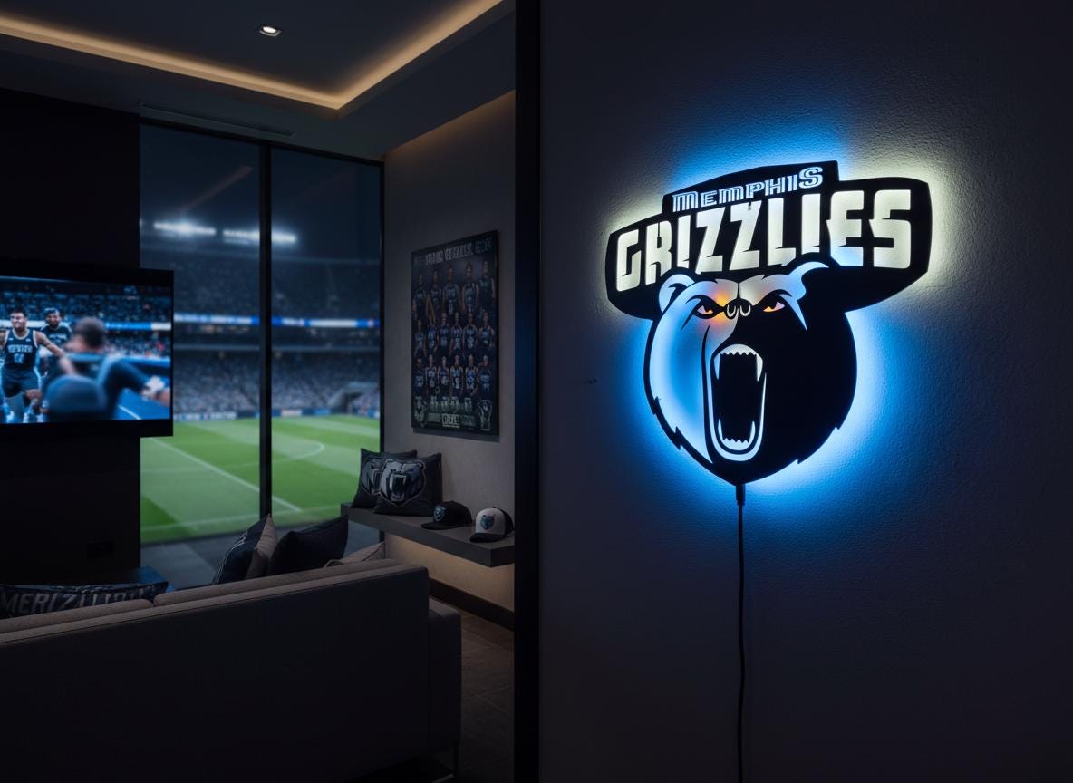 Memphis Grizzlies Wall Art - NBA Team Logo Decor for Game Room Gift