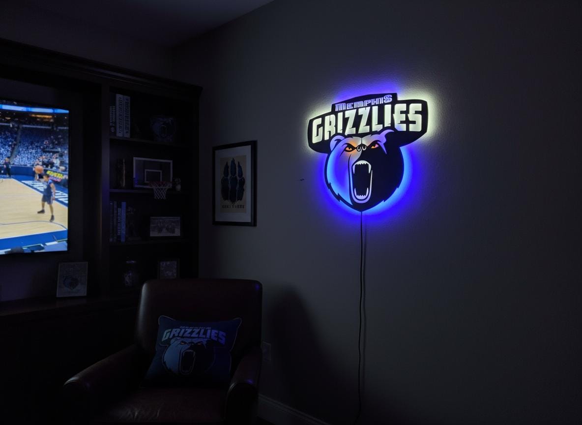 Memphis Grizzlies Wall Art - NBA Team Logo Decor for Game Room Gift