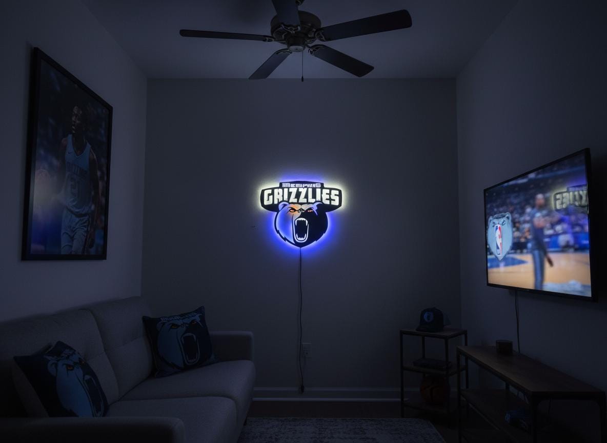 Memphis Grizzlies Wall Art - NBA Team Logo Decor for Game Room Gift