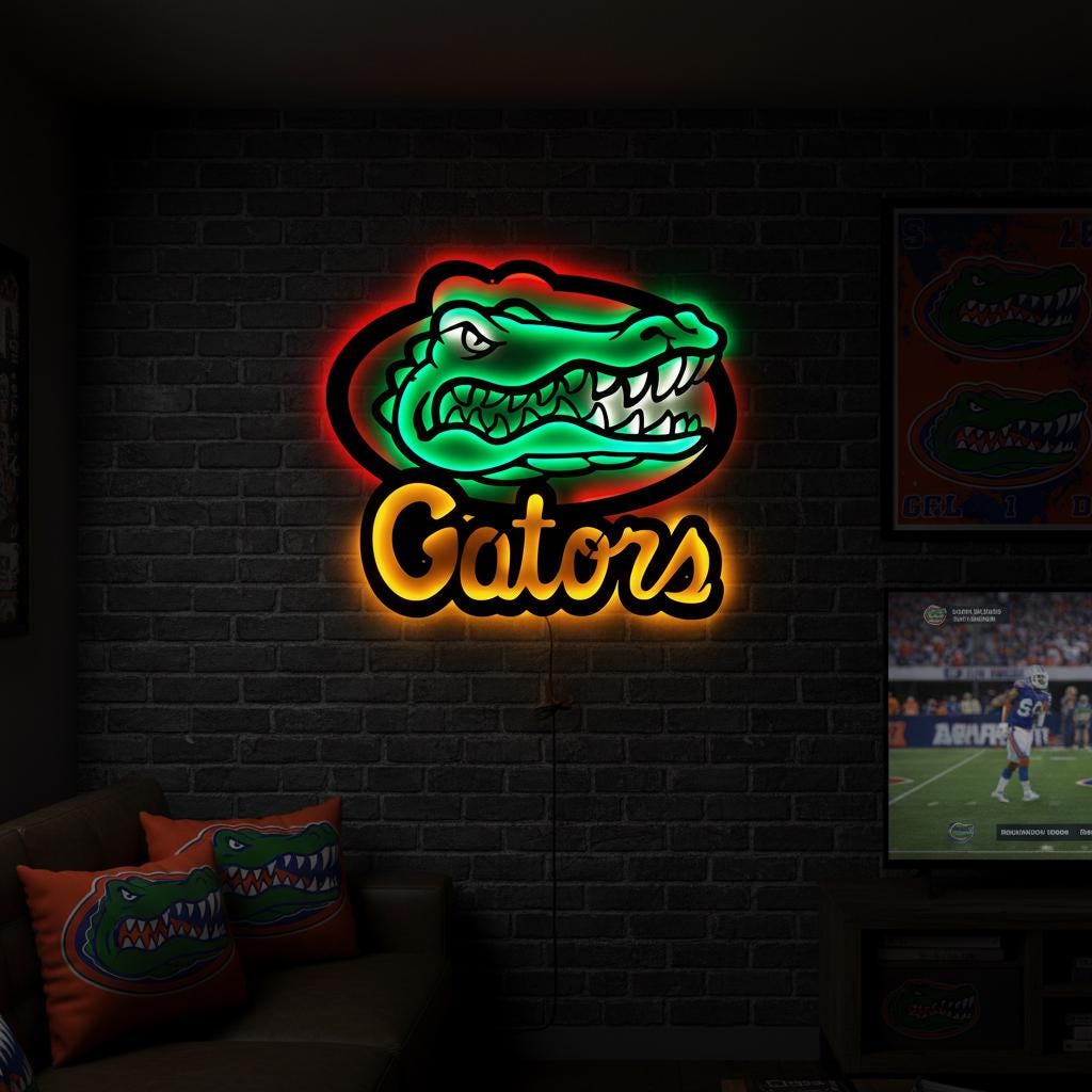 Florida Gators Wall Art - NCAA College Football Game Room Decor Gift
