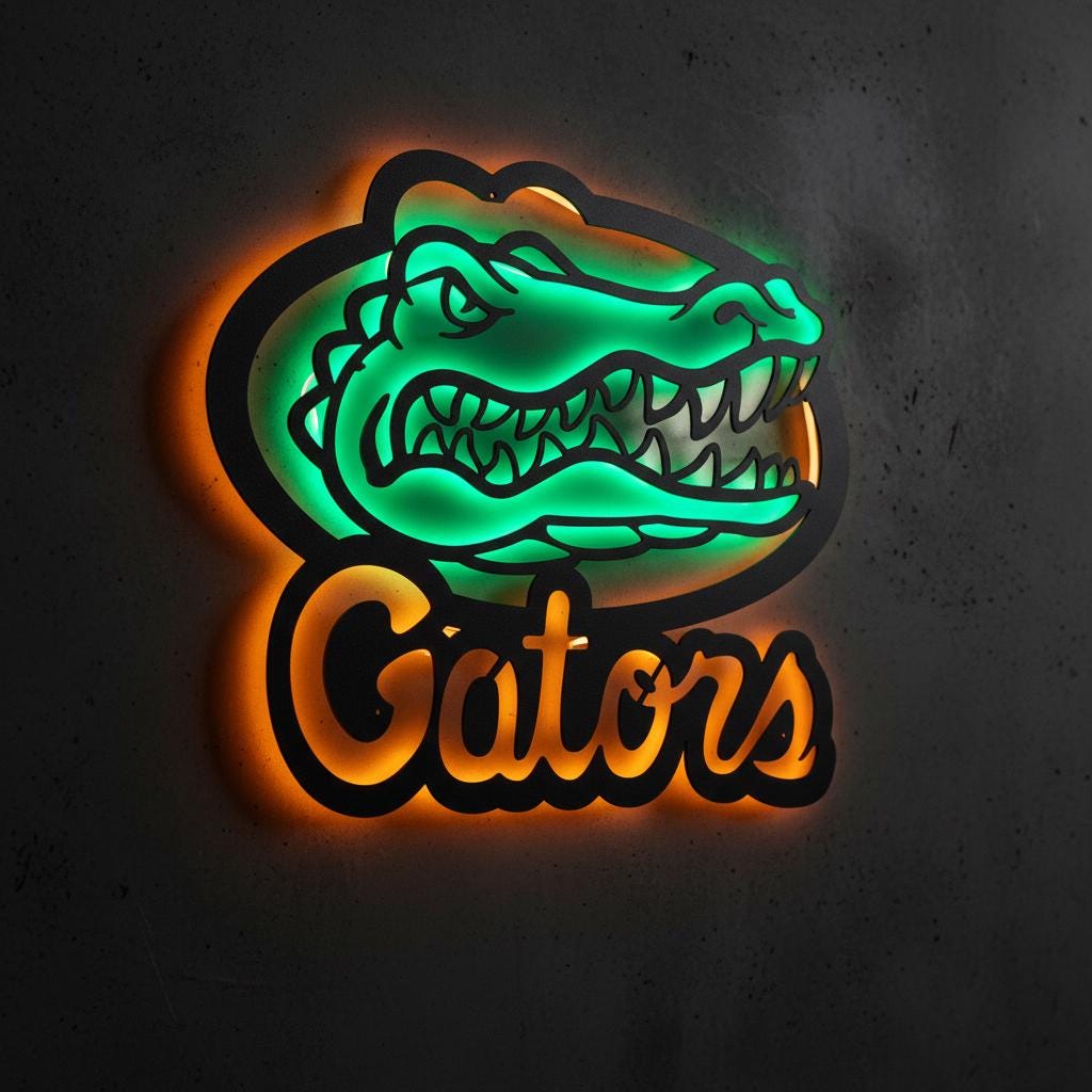 Florida Gators Wall Art - NCAA College Football Game Room Decor Gift