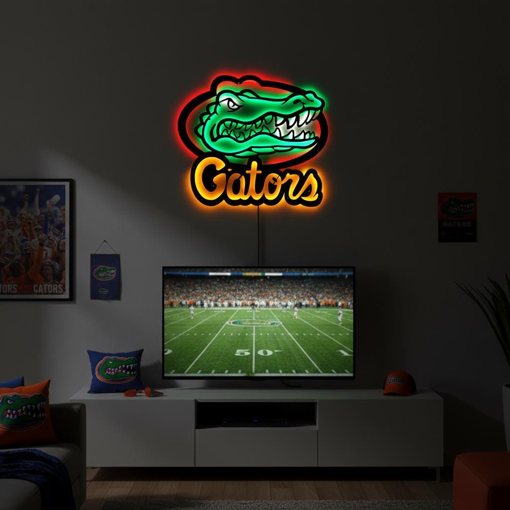 Florida Gators Wall Art - NCAA College Football Game Room Decor Gift