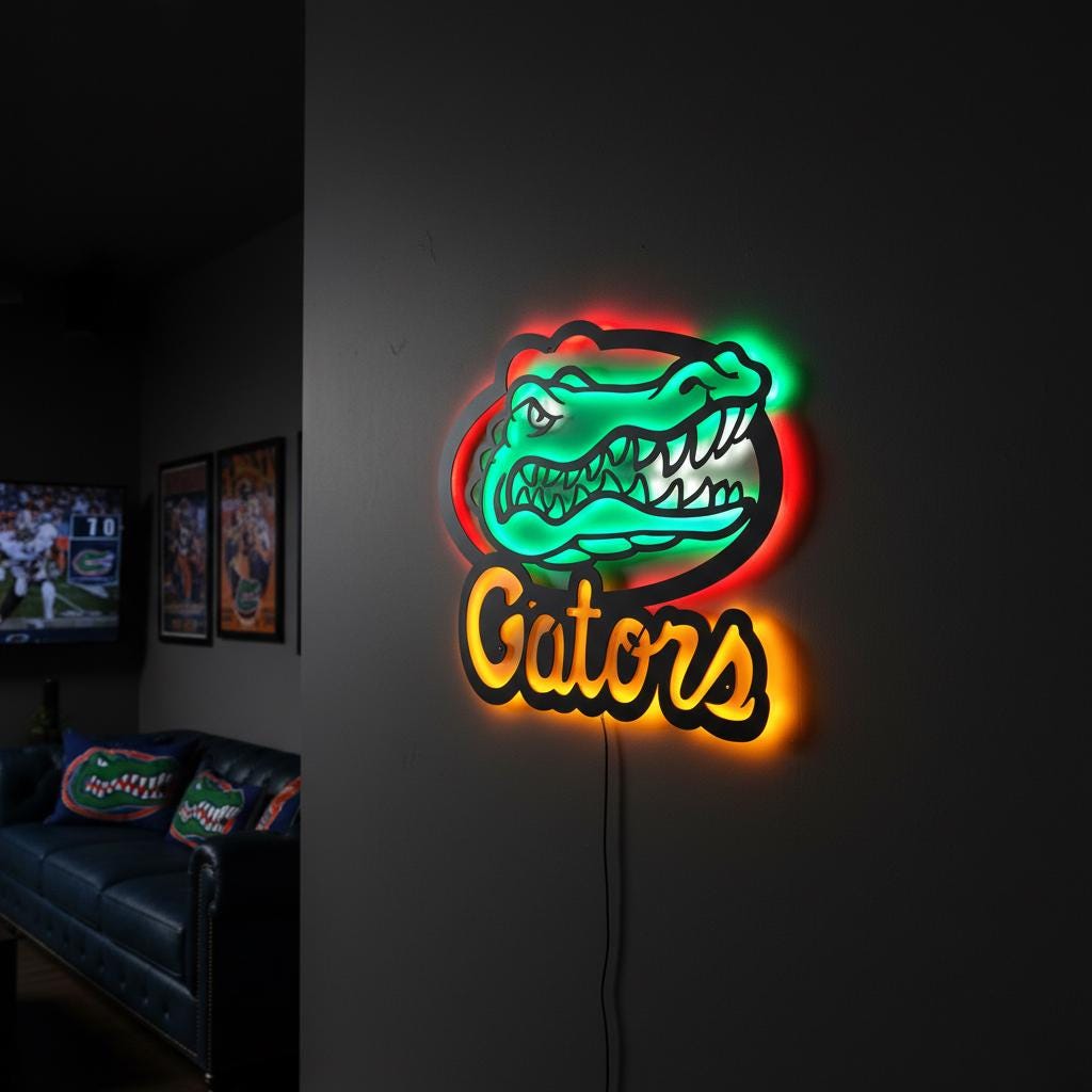 Florida Gators Wall Art - NCAA College Football Game Room Decor Gift