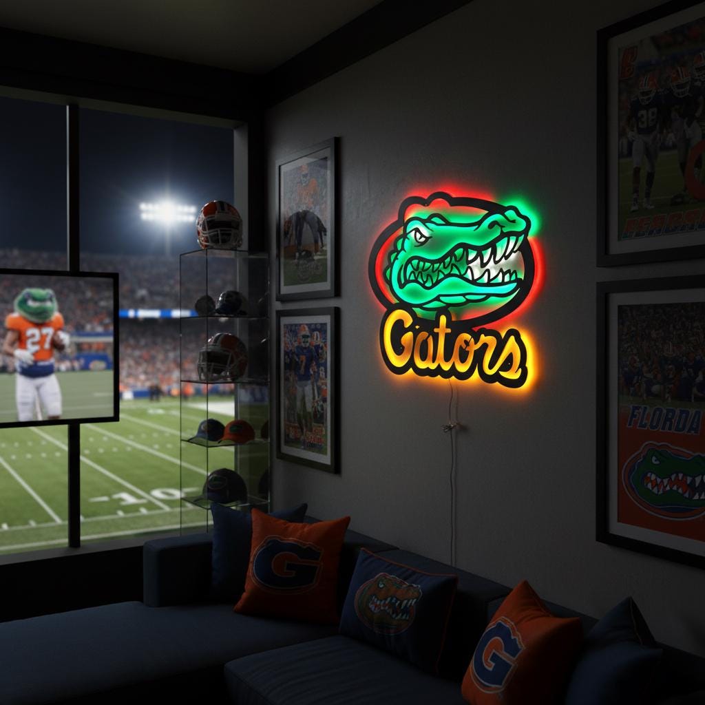 Florida Gators Wall Art - NCAA College Football Game Room Decor Gift
