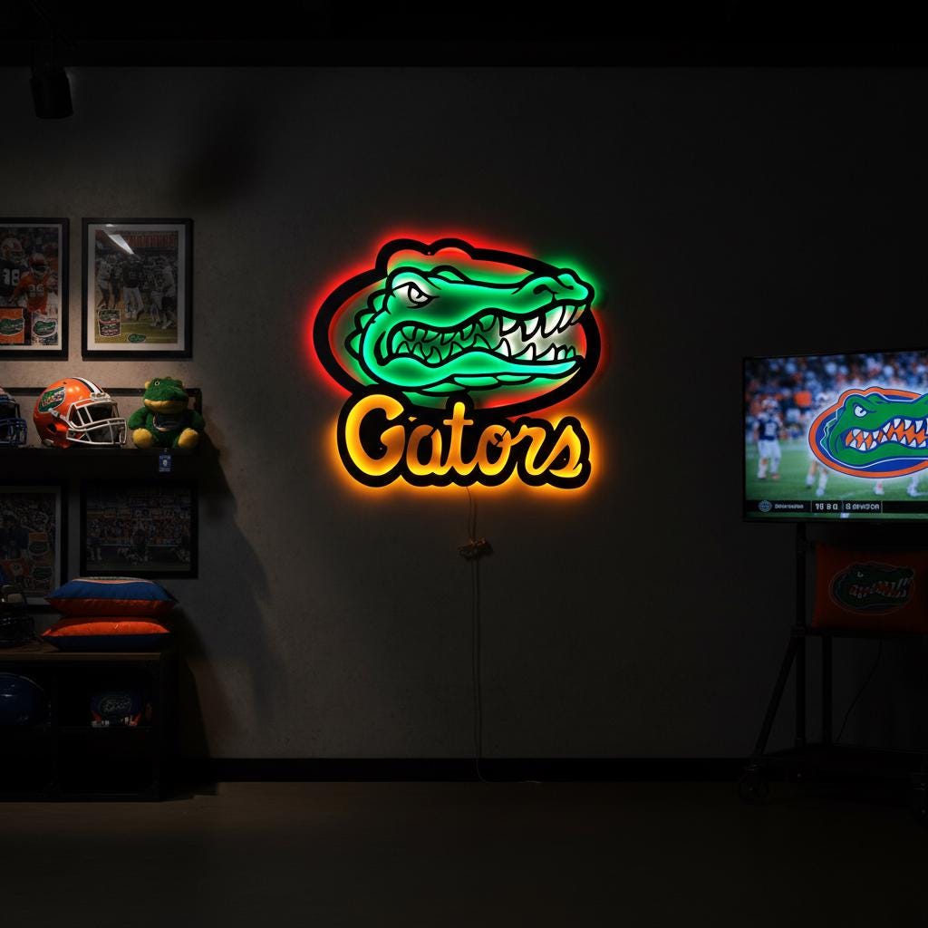 Florida Gators Wall Art - NCAA College Football Game Room Decor Gift