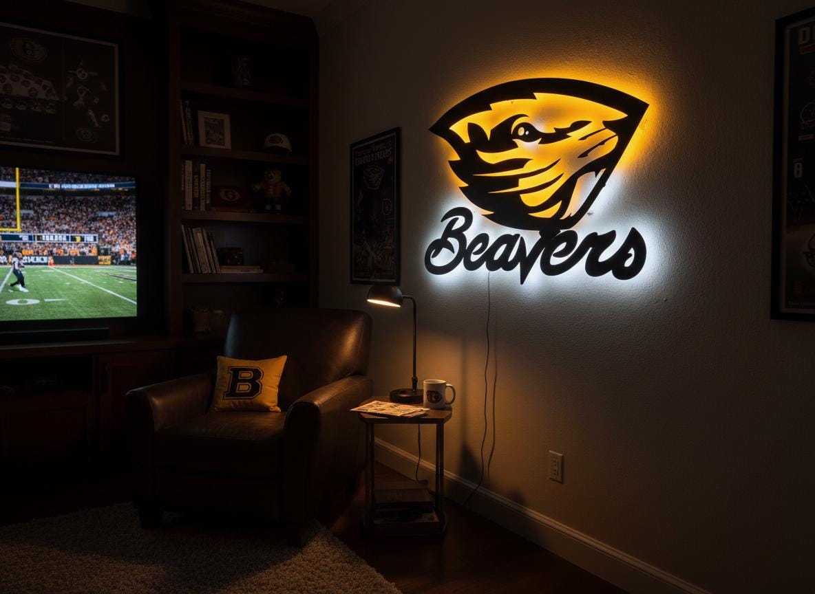 Oregon State Beavers Wall Art - Official OSU Team Logo Game Room Decor