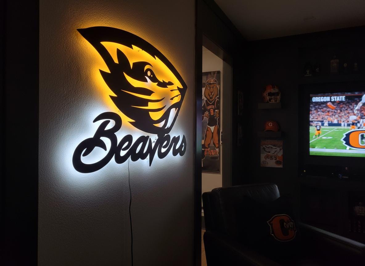 Oregon State Beavers Wall Art - Official OSU Team Logo Game Room Decor