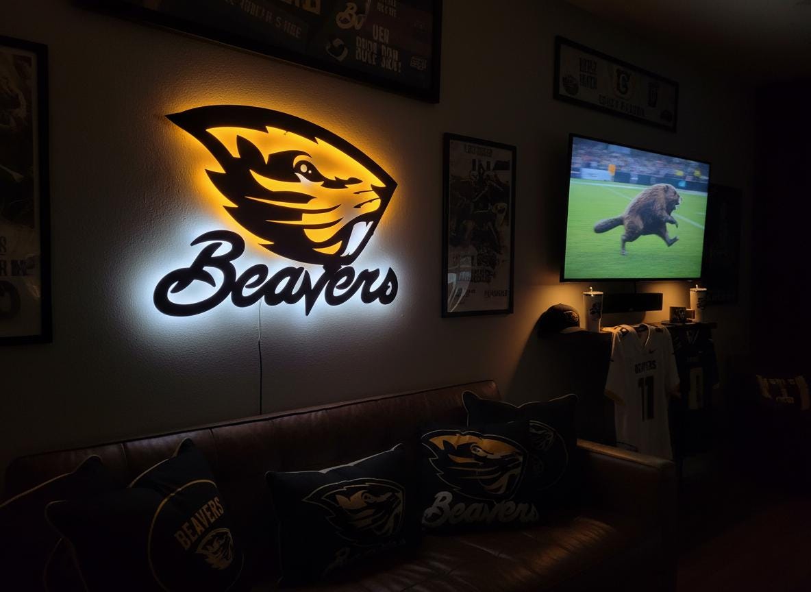 Oregon State Beavers Wall Art - Official OSU Team Logo Game Room Decor