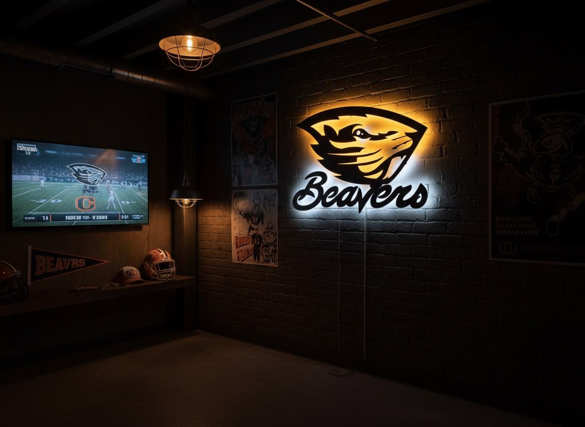 Oregon State Beavers Wall Art - Official OSU Team Logo Game Room Decor