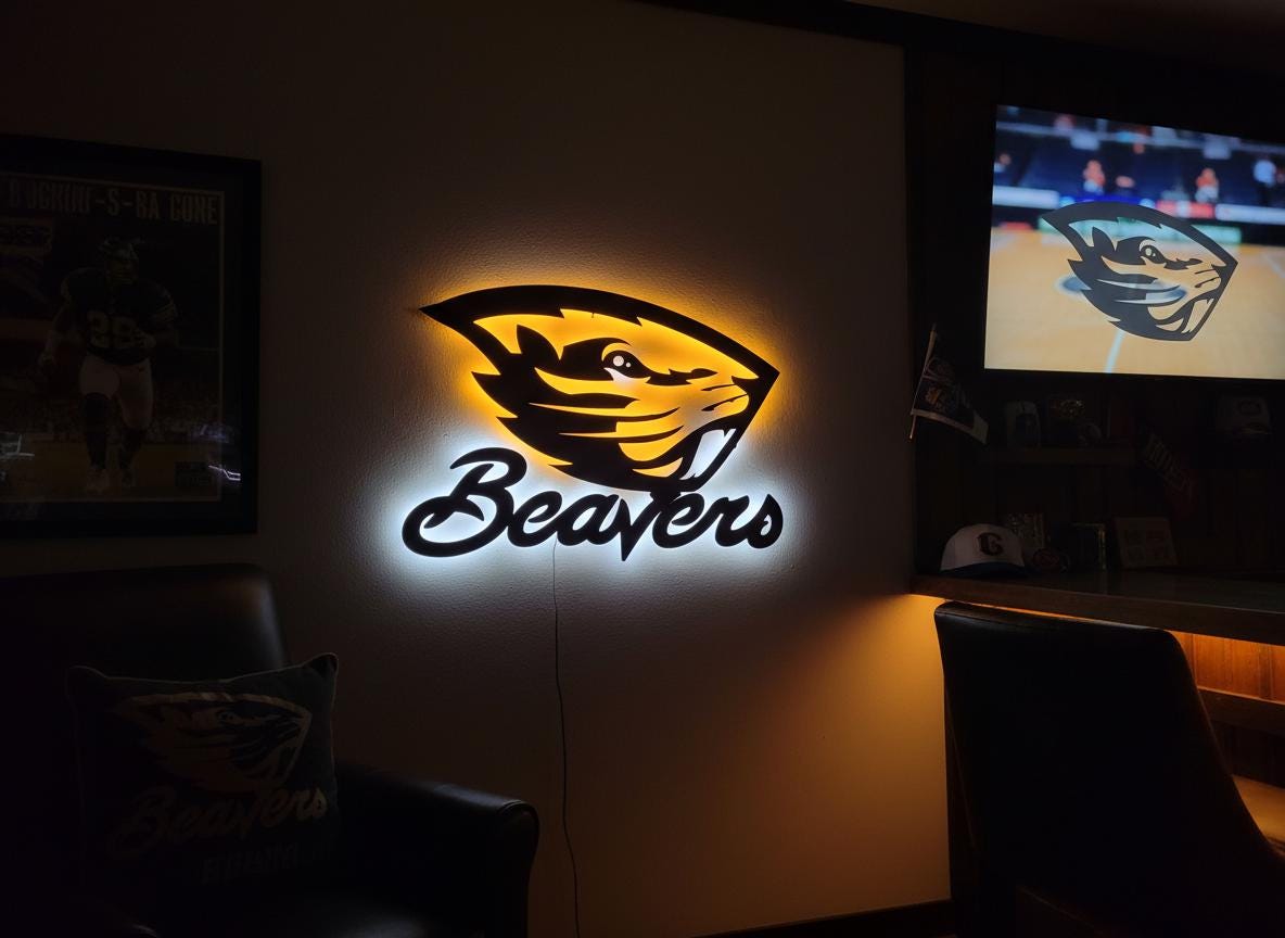 Oregon State Beavers Wall Art - Official OSU Team Logo Game Room Decor
