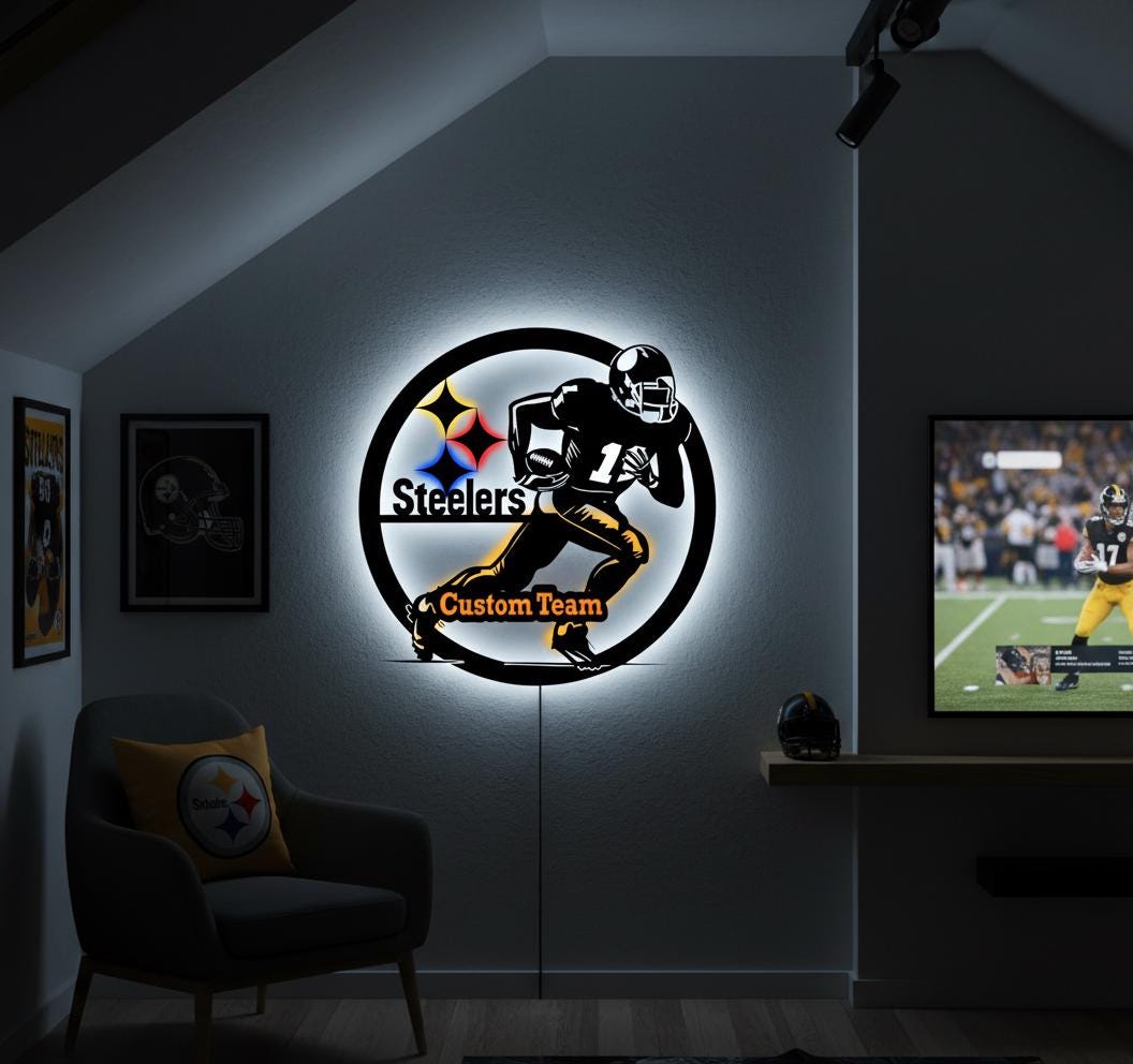 Pittsburgh Steelers Wall Art - Team Logo NFL Decor - Game Room Gift