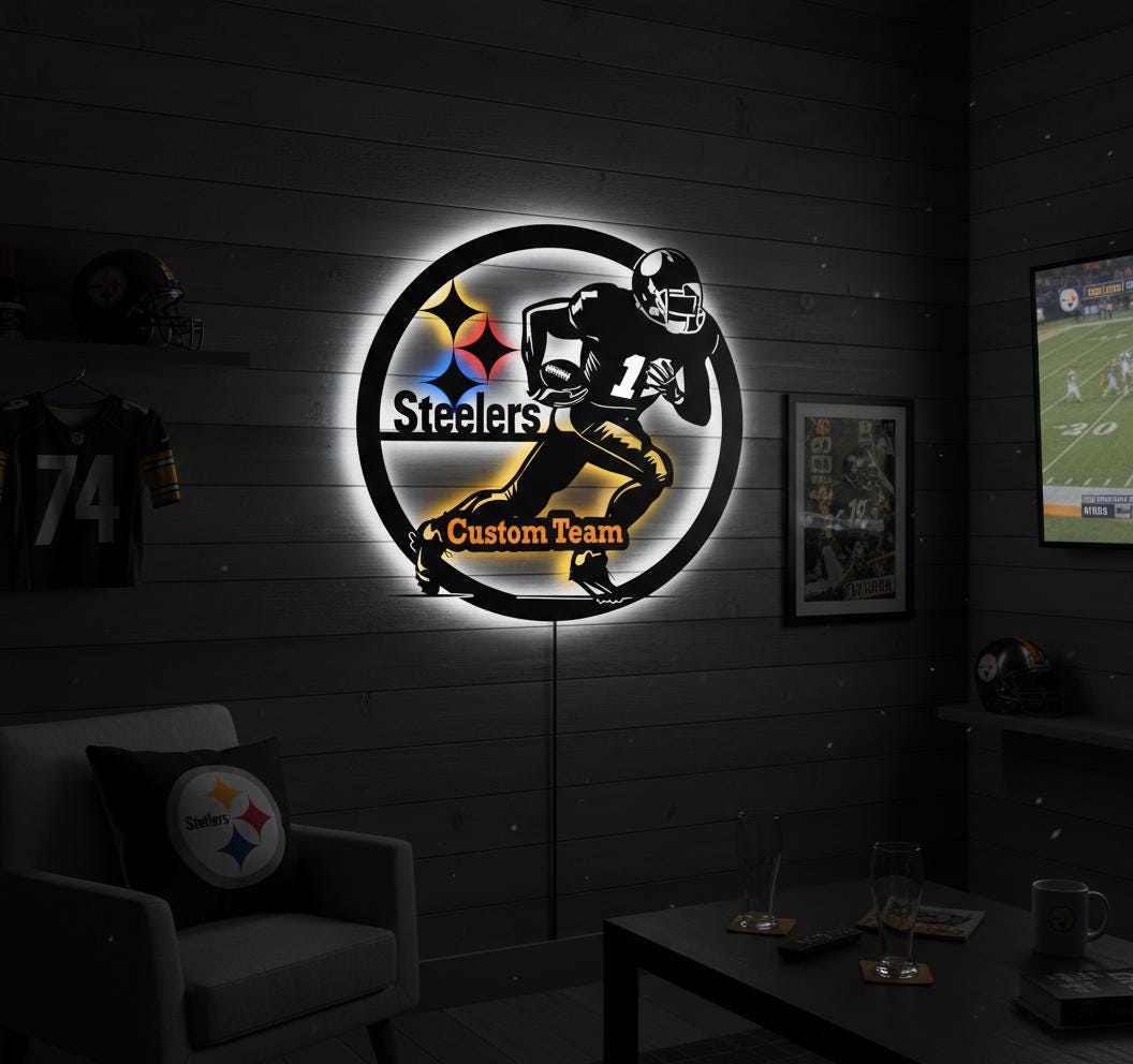 Pittsburgh Steelers Wall Art - Team Logo NFL Decor - Game Room Gift