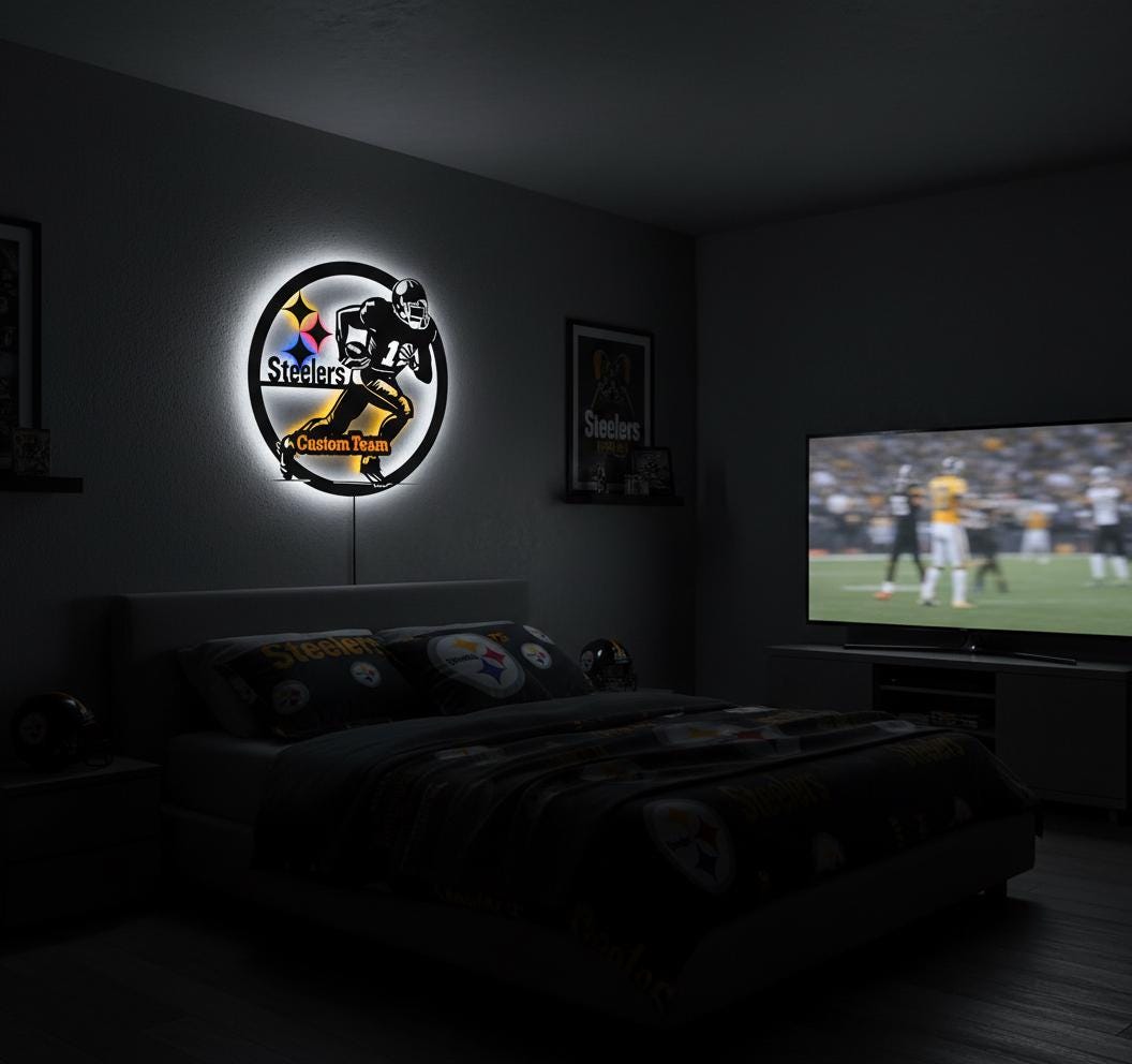 Pittsburgh Steelers Wall Art - Team Logo NFL Decor - Game Room Gift