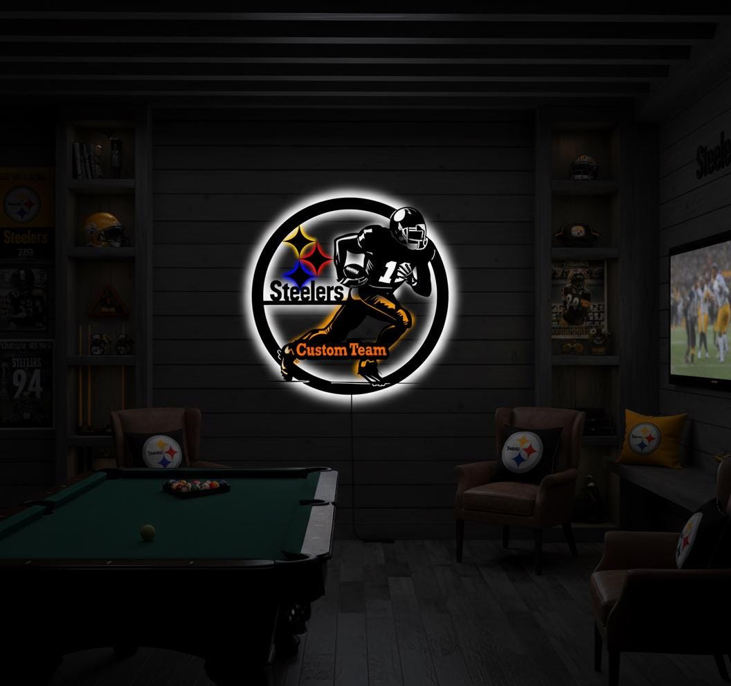 Pittsburgh Steelers Wall Art - Team Logo NFL Decor - Game Room Gift