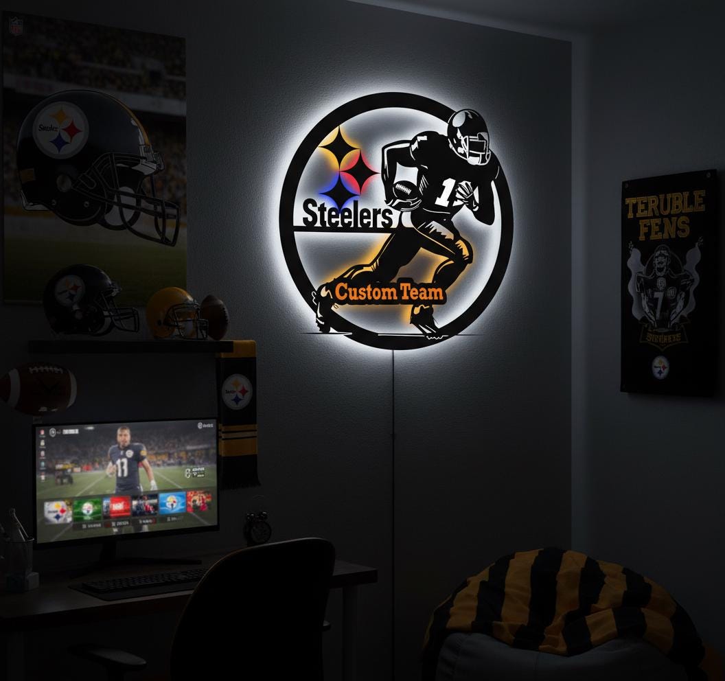 Pittsburgh Steelers Wall Art - Team Logo NFL Decor - Game Room Gift