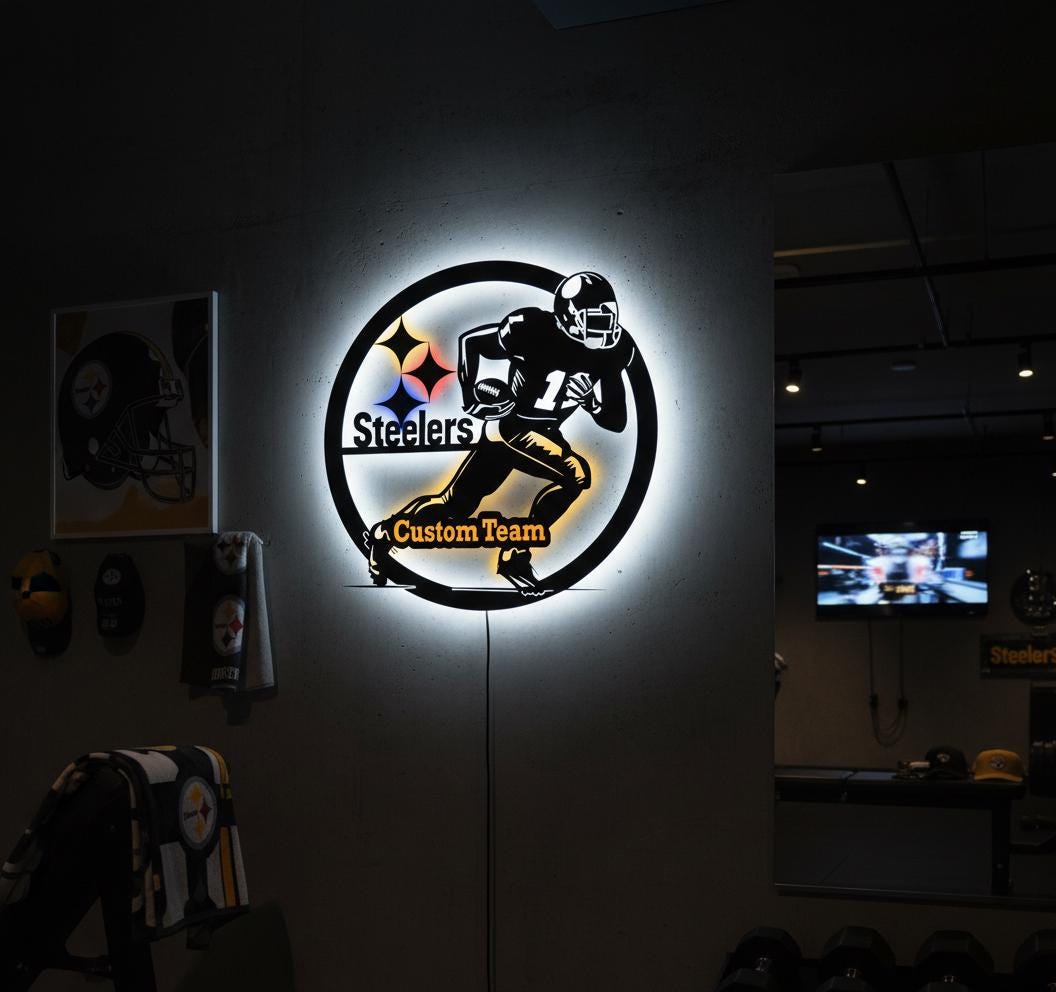 Pittsburgh Steelers Wall Art - Team Logo NFL Decor - Game Room Gift