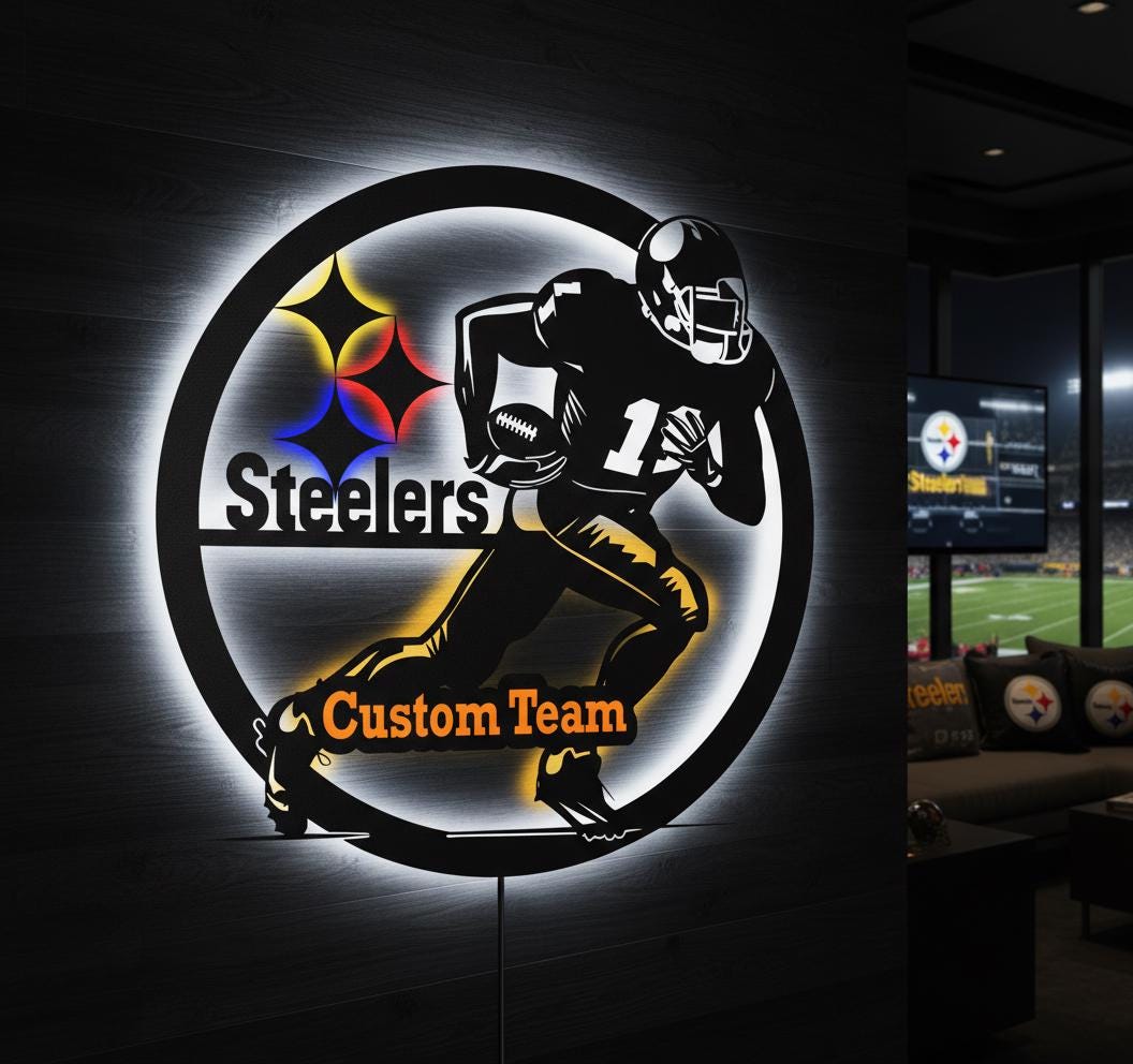 Pittsburgh Steelers Wall Art - Team Logo NFL Decor - Game Room Gift