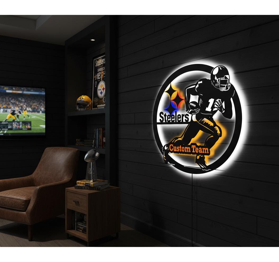 Pittsburgh Steelers Wall Art - Team Logo NFL Decor - Game Room Gift