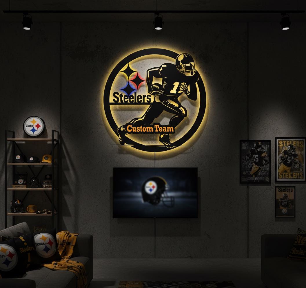 Pittsburgh Steelers Wall Art - Team Logo NFL Decor - Game Room Gift