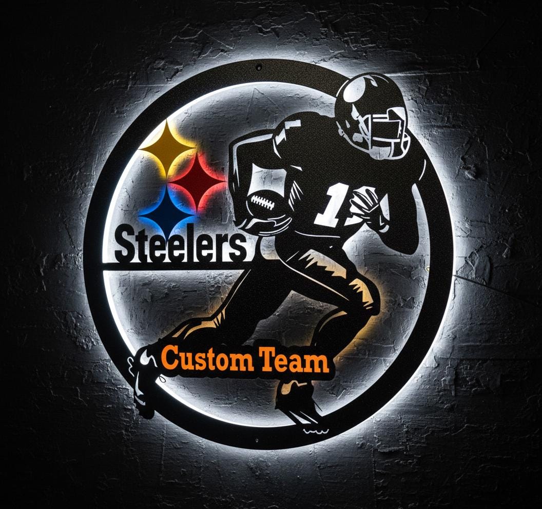 Pittsburgh Steelers Wall Art - Team Logo NFL Decor - Game Room Gift