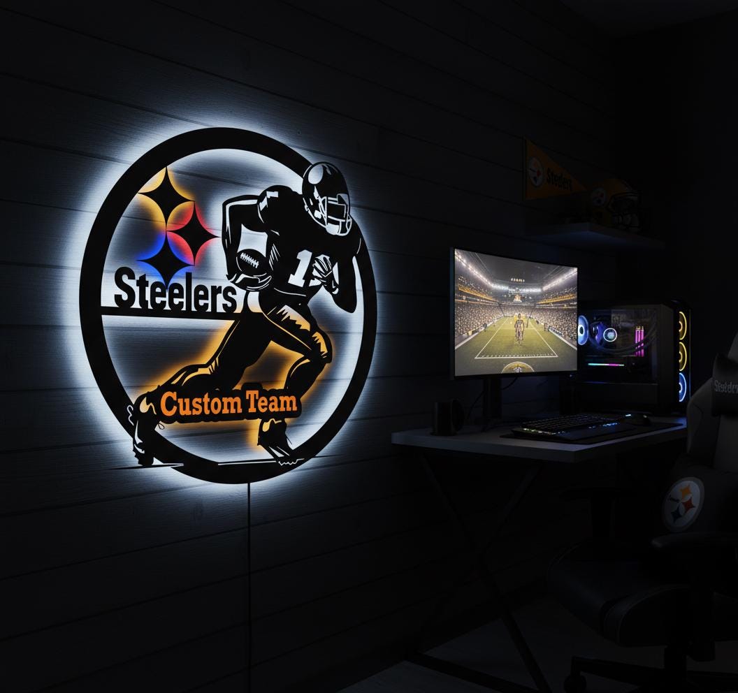 Pittsburgh Steelers Wall Art - Team Logo NFL Decor - Game Room Gift