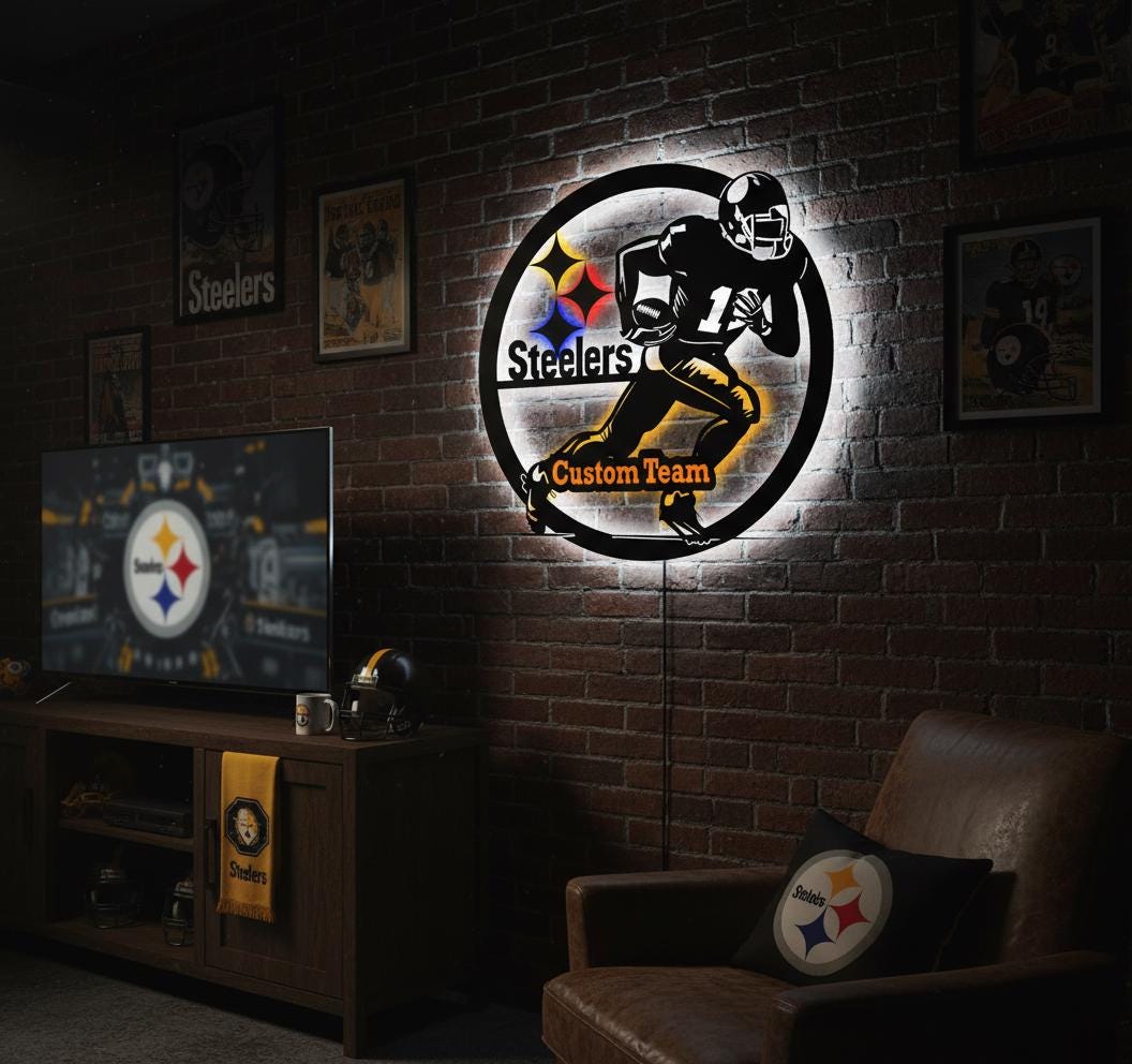 Pittsburgh Steelers Wall Art - Team Logo NFL Decor - Game Room Gift
