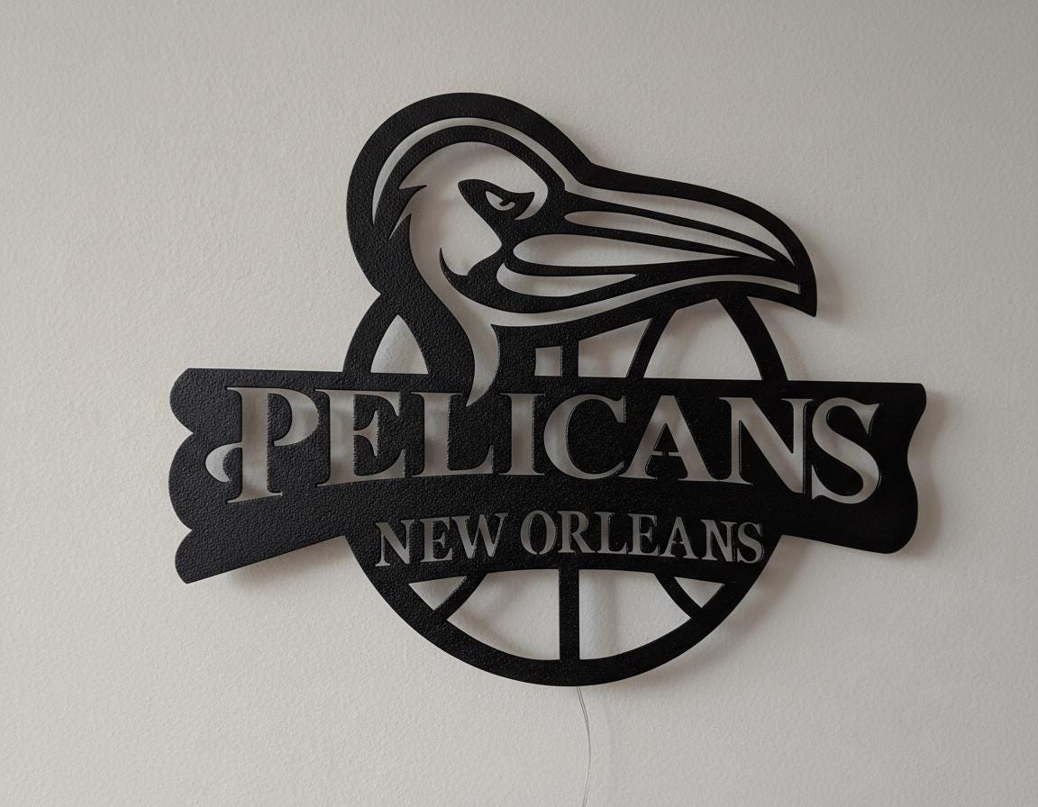 NBA Wall Art - New Orleans Pelicans Team Logo Game Room Decor