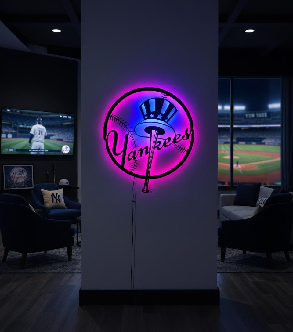 New York Yankees Wall Art - Iconic Team Logo Game Room Man Cave Decor