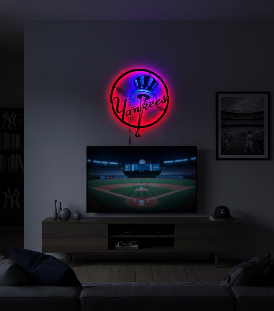 New York Yankees Wall Art - Iconic Team Logo Game Room Man Cave Decor