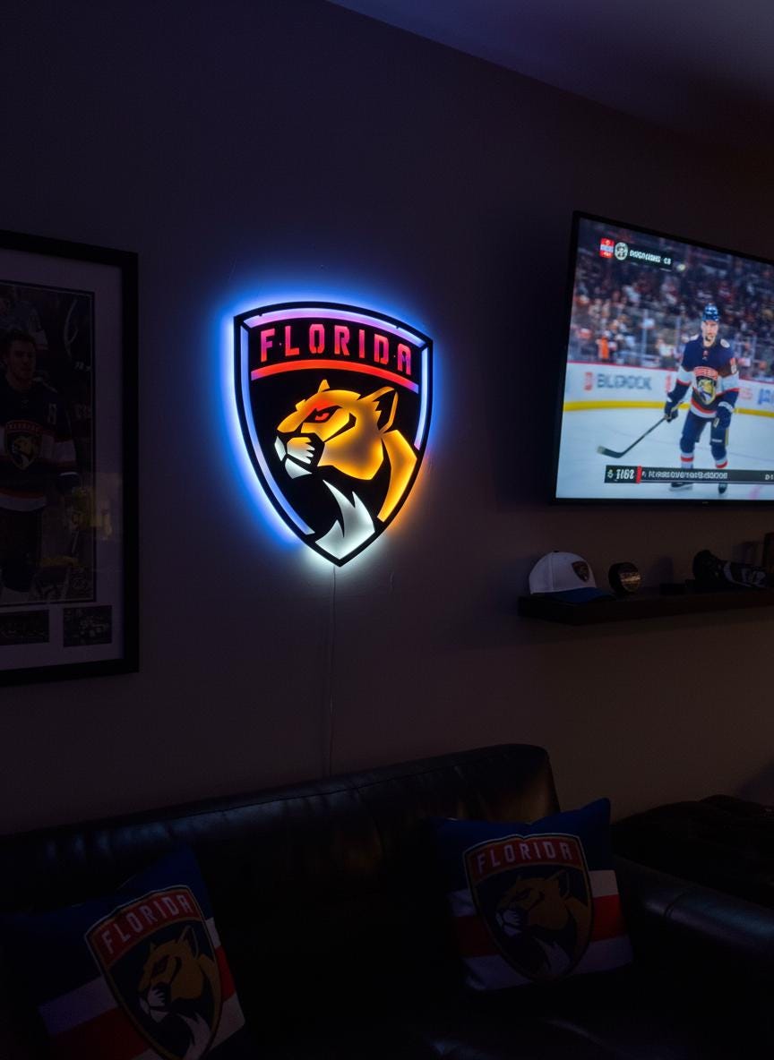 Florida Panthers Wall Art - Hockey Team Logo Decor - Man Cave Gift