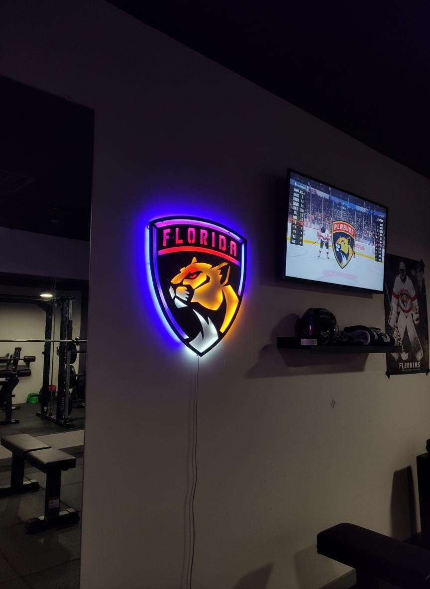 Florida Panthers Wall Art - Hockey Team Logo Decor - Man Cave Gift
