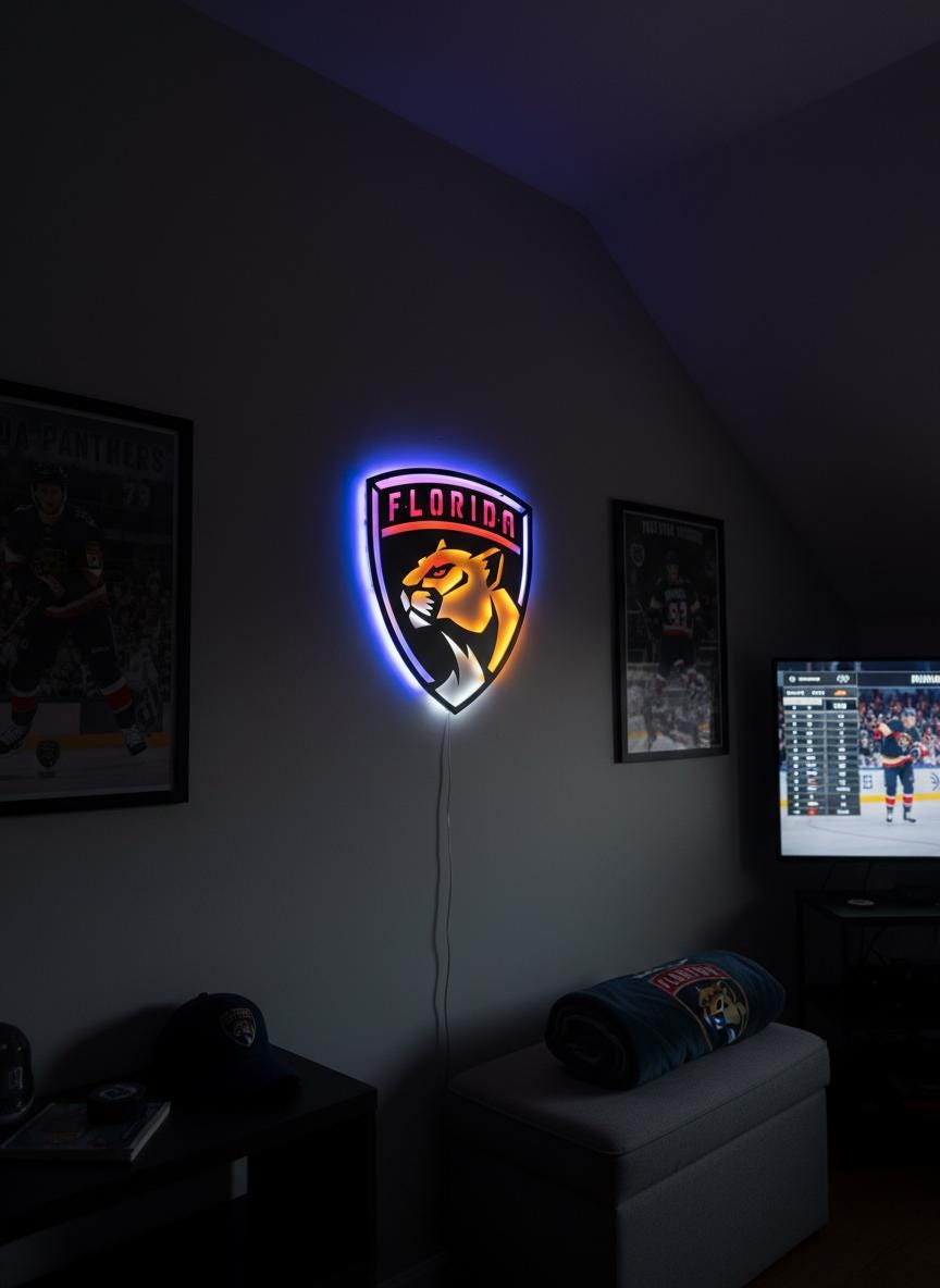 Florida Panthers Wall Art - Hockey Team Logo Decor - Man Cave Gift