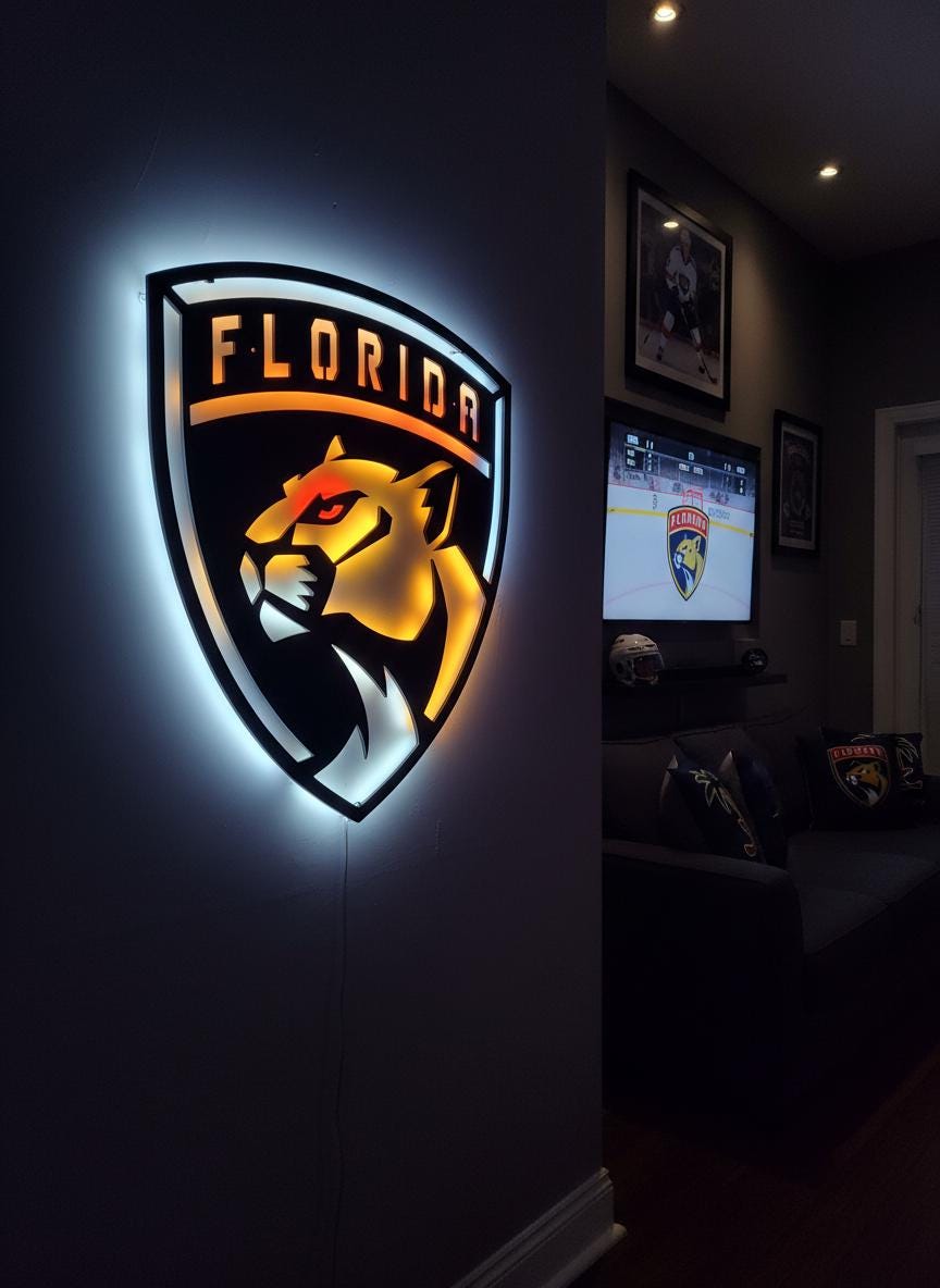 Florida Panthers Wall Art - Hockey Team Logo Decor - Man Cave Gift