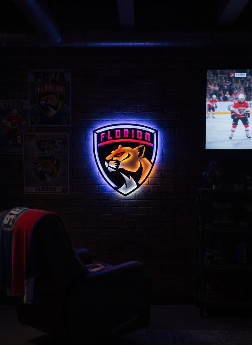 Florida Panthers Wall Art - Hockey Team Logo Decor - Man Cave Gift