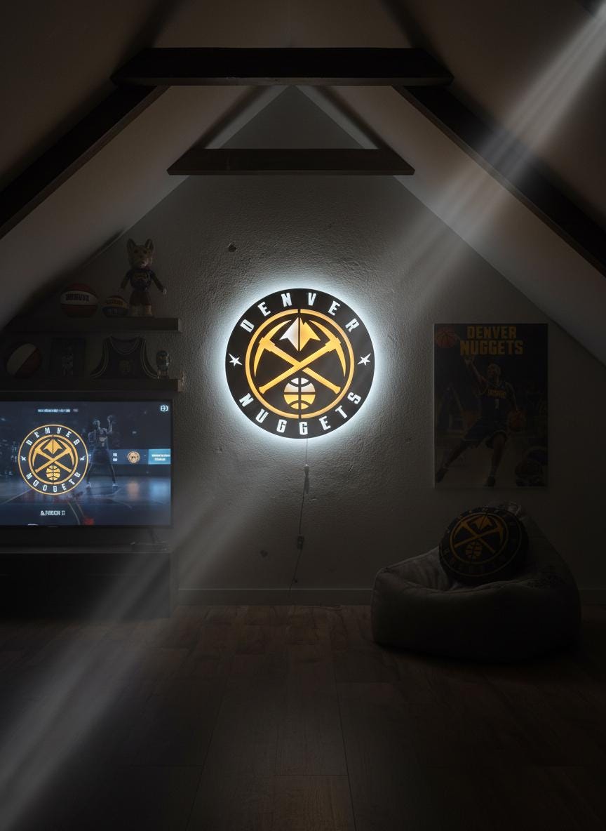 Denver Nuggets Wall Art - NBA Team Logo Basketball Art Game Room Decor