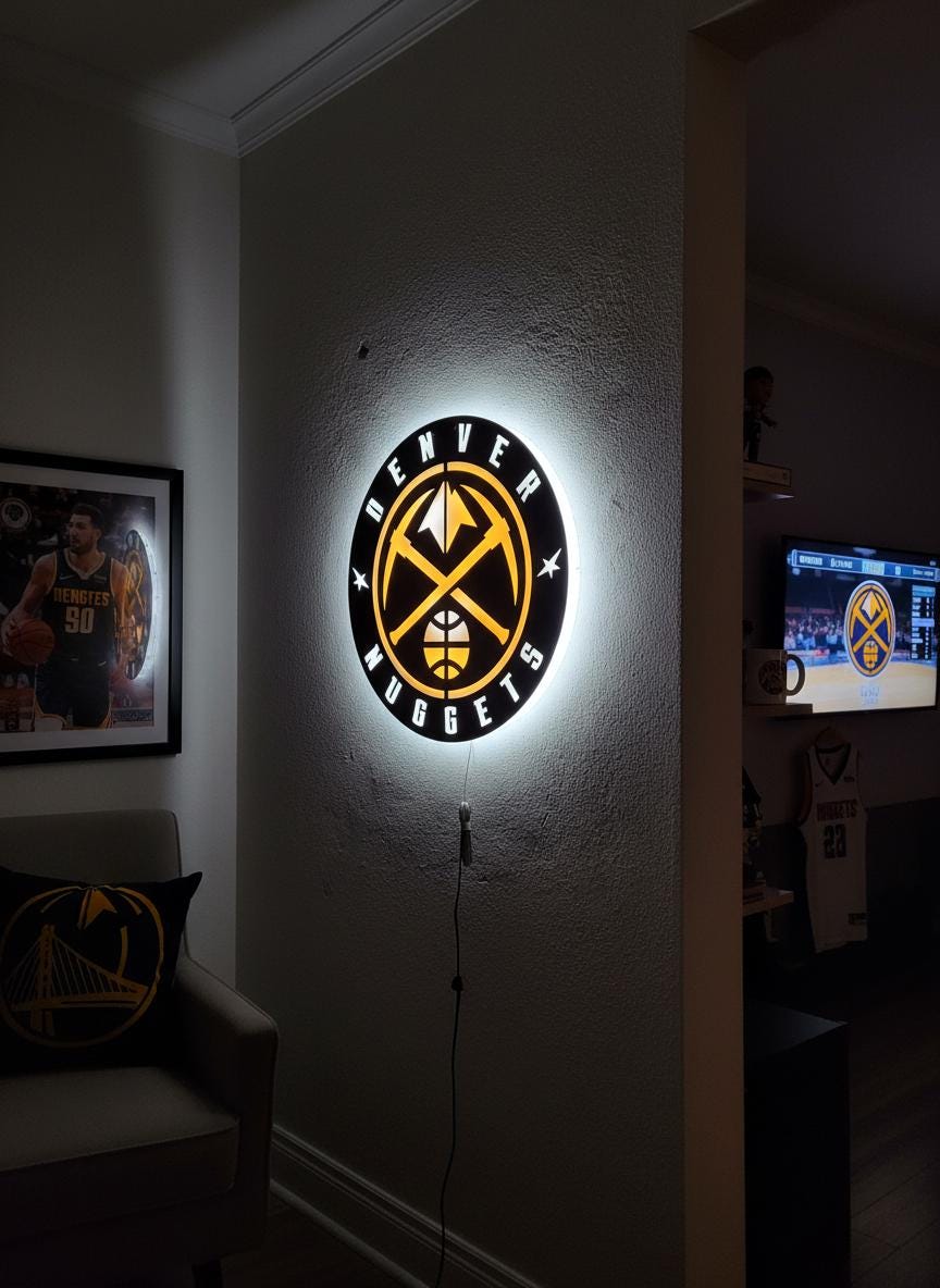 Denver Nuggets Wall Art - NBA Team Logo Basketball Art Game Room Decor
