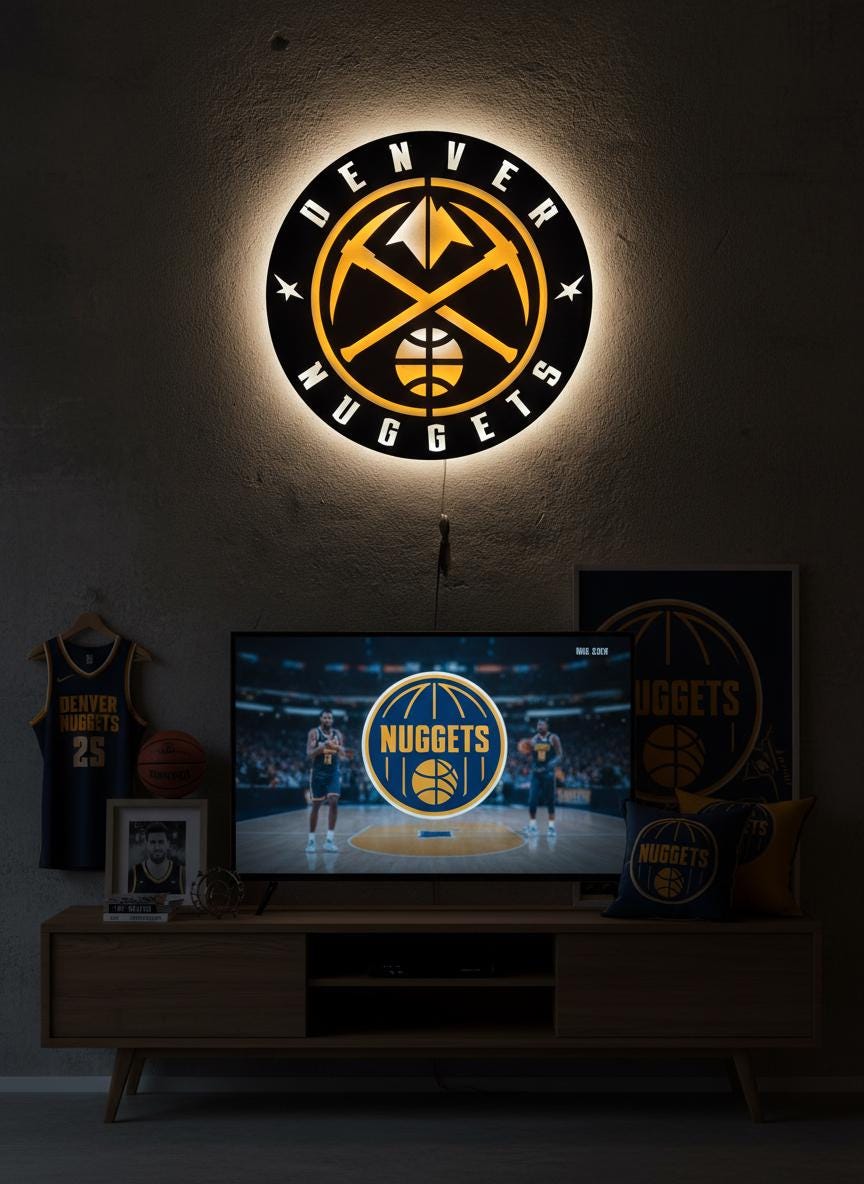 Denver Nuggets Wall Art - NBA Team Logo Basketball Art Game Room Decor