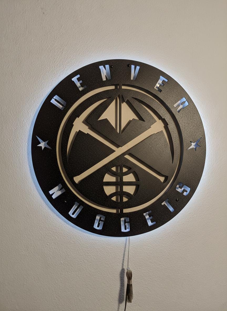 Denver Nuggets Wall Art - NBA Team Logo Basketball Art Game Room Decor