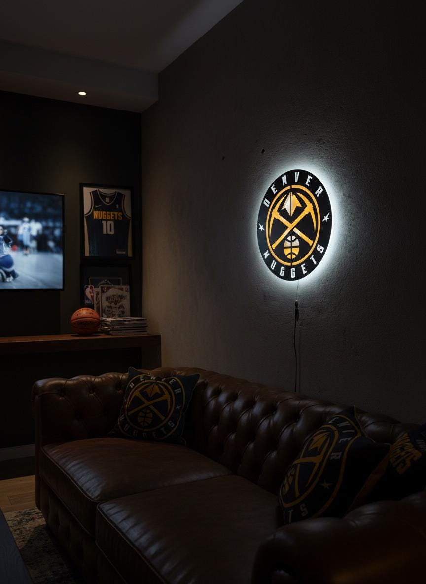 Denver Nuggets Wall Art - NBA Team Logo Basketball Art Game Room Decor