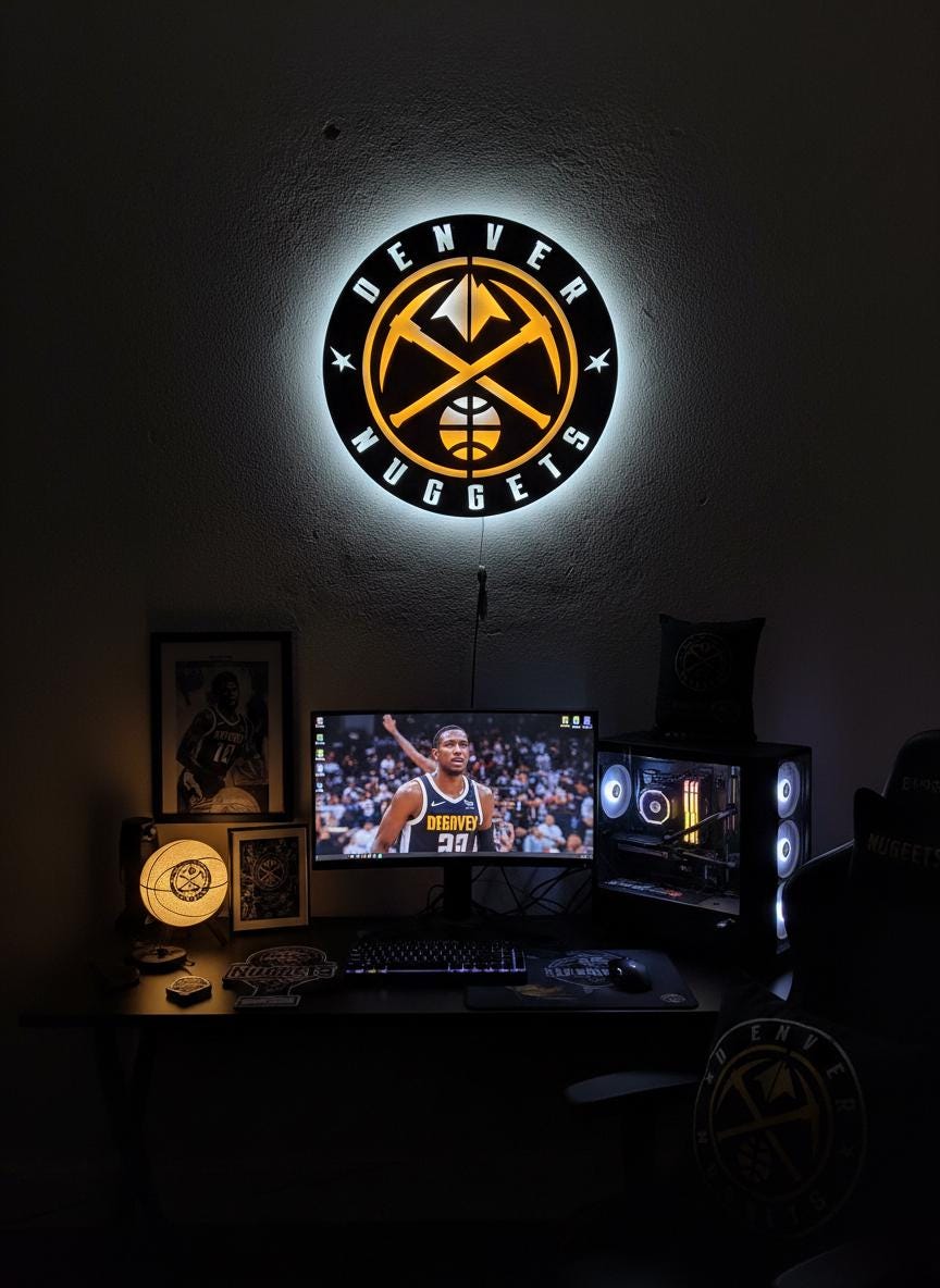 Denver Nuggets Wall Art - NBA Team Logo Basketball Art Game Room Decor