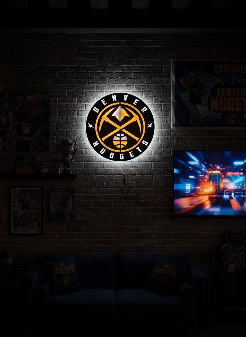 Denver Nuggets Wall Art - NBA Team Logo Basketball Art Game Room Decor