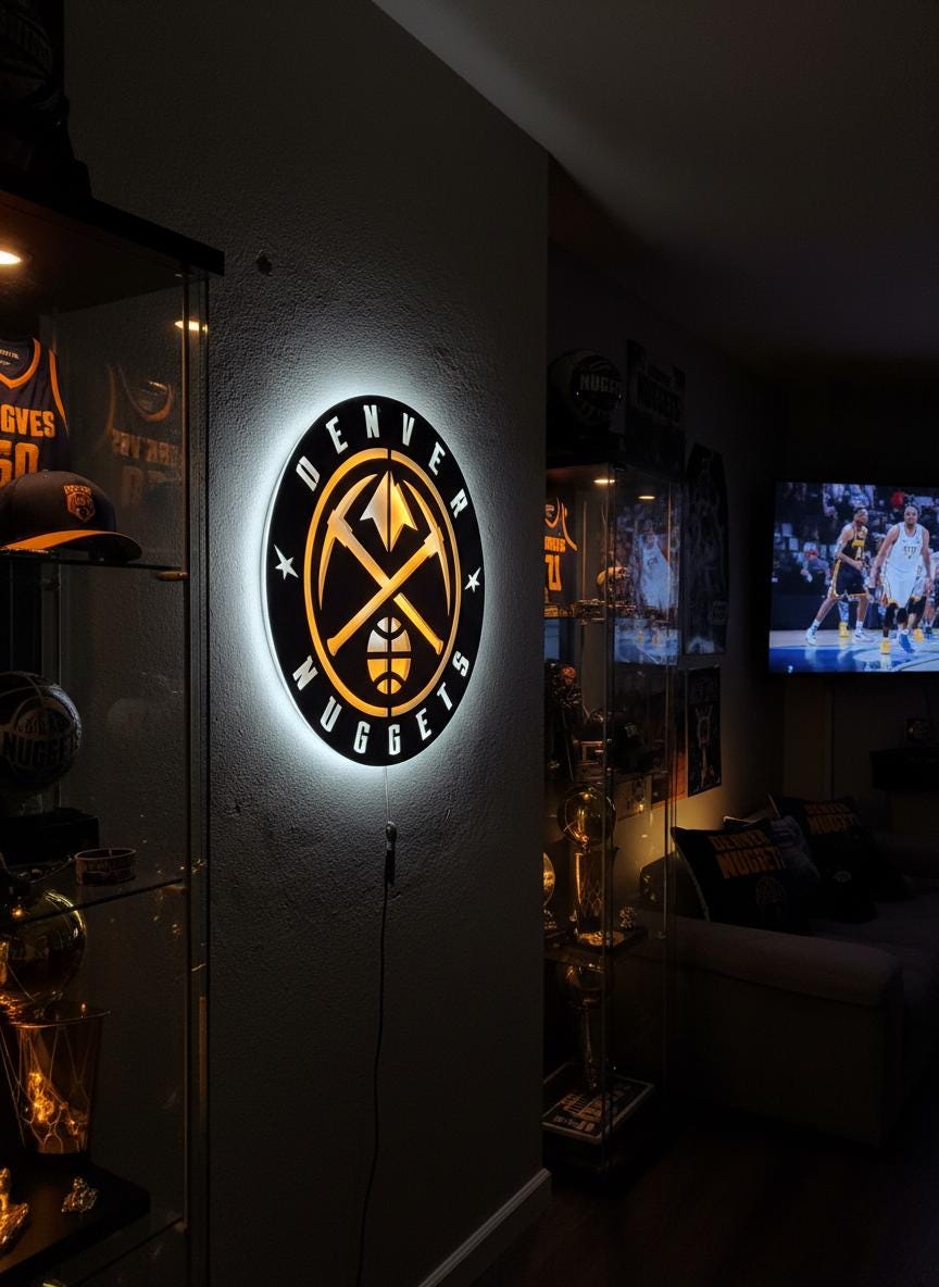 Denver Nuggets Wall Art - NBA Team Logo Basketball Art Game Room Decor