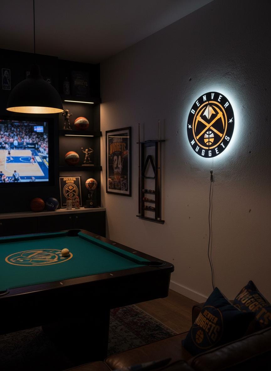 Denver Nuggets Wall Art - NBA Team Logo Basketball Art Game Room Decor