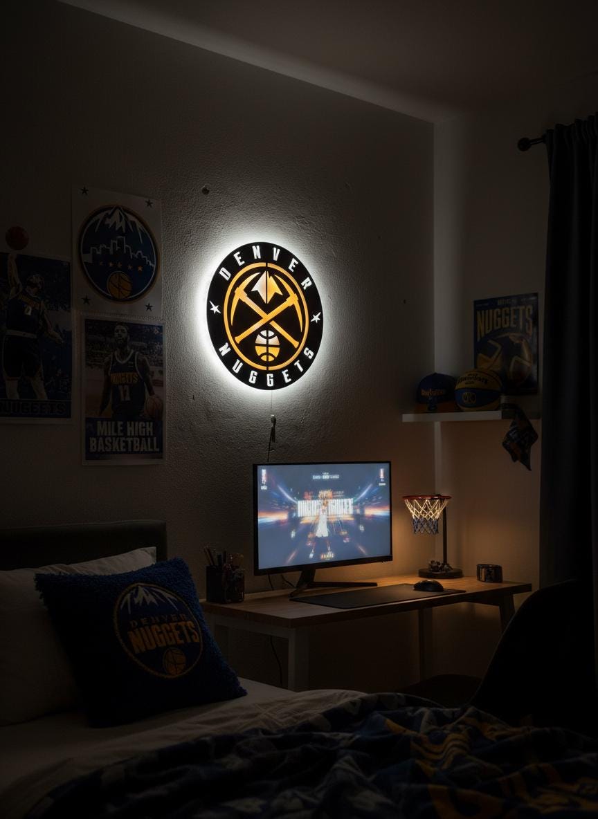 Denver Nuggets Wall Art - NBA Team Logo Basketball Art Game Room Decor