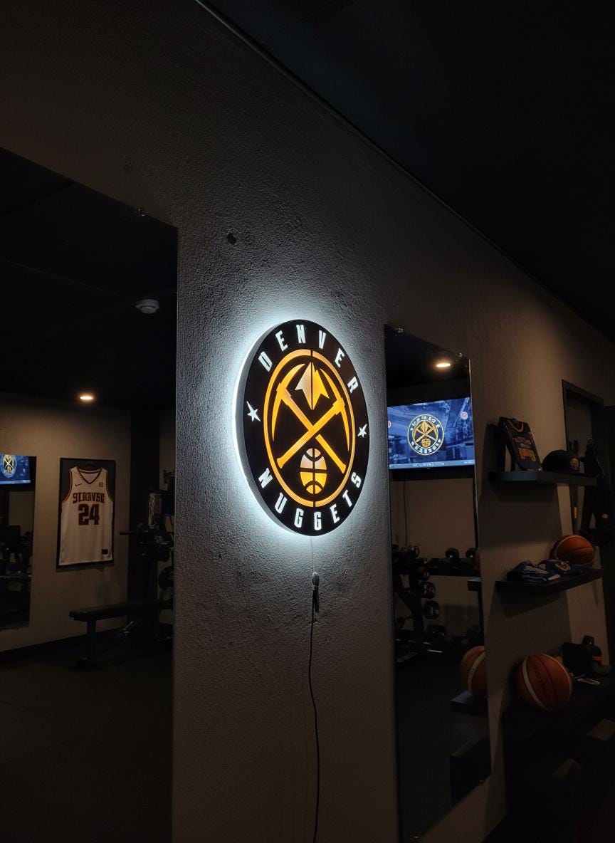 Denver Nuggets Wall Art - NBA Team Logo Basketball Art Game Room Decor